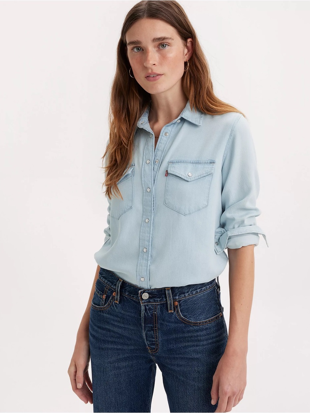 NWT  Levi’s Iconic Western Denim Shirt Size XL Light Wash